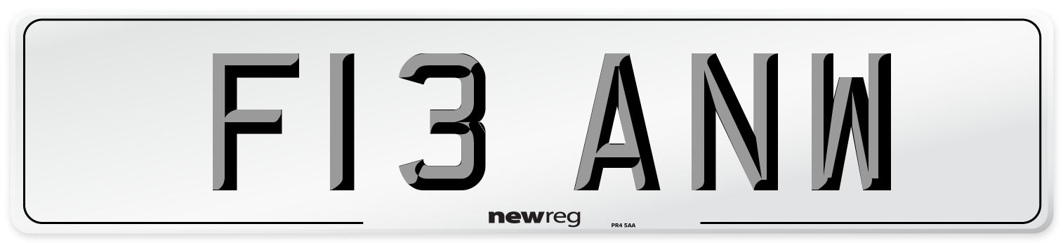 F13 ANW Number Plate from New Reg